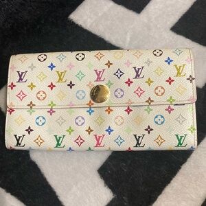 💯% Authentic Louis Vuitton Murakami multi color long wallet
